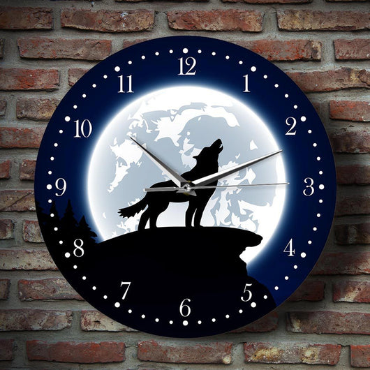 Reloj de Pared Acrílico Lobo Aullando a la Luna - Decoración Moderna - Image 3