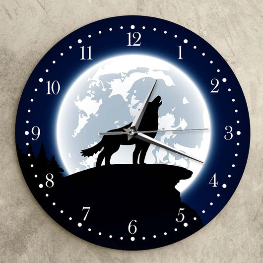 Reloj de Pared Acrílico Lobo Aullando a la Luna - Decoración Moderna - Image 5