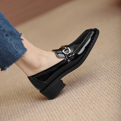 Mocasines Planos Mujer Punta Ancha Tacón Grueso Primavera Cuero Premium - Image 11