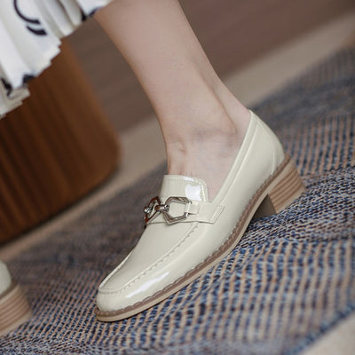 Mocasines Planos Mujer Punta Ancha Tacón Grueso Primavera Cuero Premium - Image 10