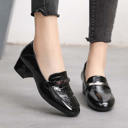Zapatos de Cuero para Mujer con Tacón Medio Cómodo - Estilo Coreano Moderno - Image 8