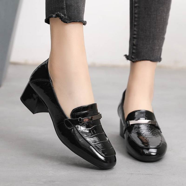 Zapatos de Cuero para Mujer con Tacón Medio Cómodo - Estilo Coreano Moderno - Image 4