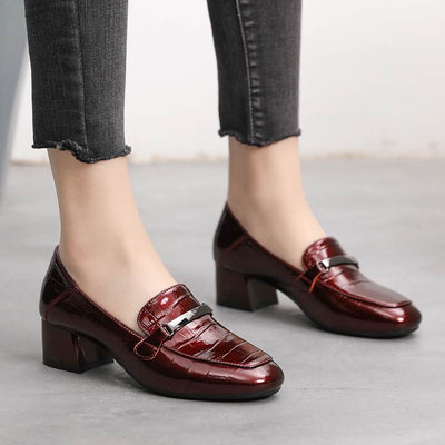 Zapatos de Cuero para Mujer con Tacón Medio Cómodo - Estilo Coreano Moderno - Image 3