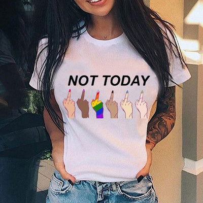 Playera Suelta Casual para Mujer con Estampa de Dedo Medio Vertical Personalizada - Image 9