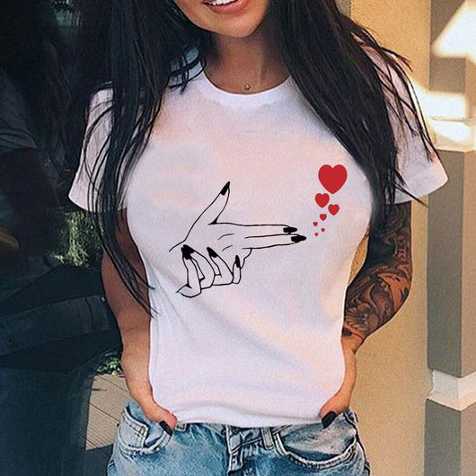 Playera Suelta Casual para Mujer con Estampa de Dedo Medio Vertical Personalizada - Image 8