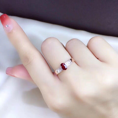 Anillo Rubí Rojo Sangre de Paloma Plata 925 Chapada en Oro 18K - Image 6