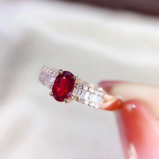 Anillo Rubí Rojo Sangre de Paloma Plata 925 Chapada en Oro 18K - Image 3