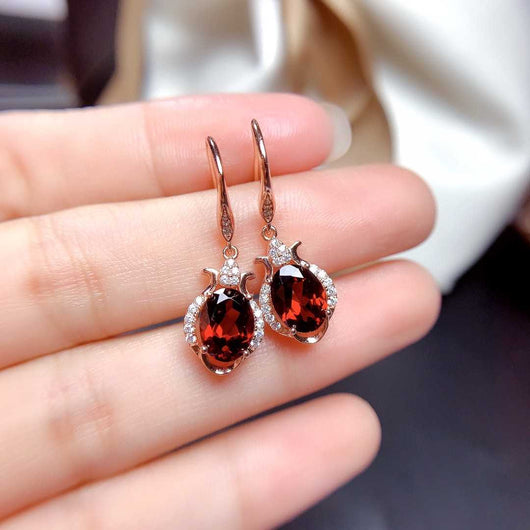 Aretes de Granate Mozambique Natural para Mujer - Cristales Auténticos - Image 7