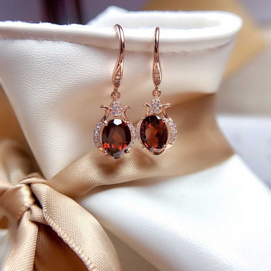 Aretes de Granate Mozambique Natural para Mujer - Cristales Auténticos - Image 10