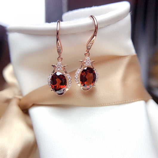 Aretes de Granate Mozambique Natural para Mujer - Cristales Auténticos - Image 8