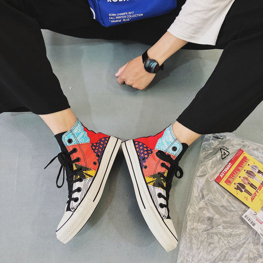 Zapatillas Altas de Lona Estilo Hong Kong para Hombre