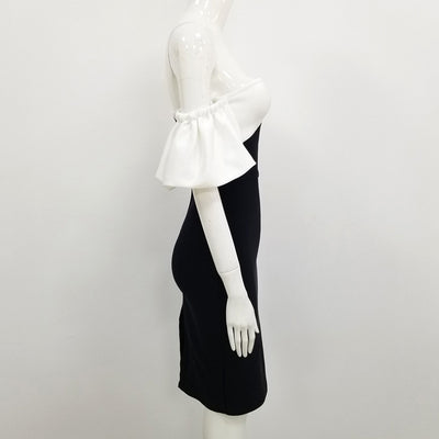 Vestido Tubo Negro y Blanco con Mangas Puff - Diseño Bandage Sexy - Image 13