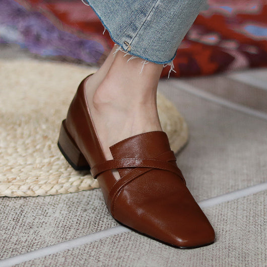 Zapatos de Cuero Oxford Clásicos con Tiras Cruzadas para Mujer - Image 10