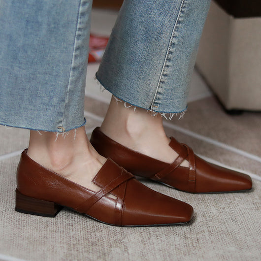 Zapatos de Cuero Oxford Clásicos con Tiras Cruzadas para Mujer - Image 9