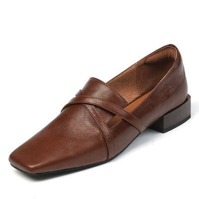 Zapatos de Cuero Oxford Clásicos con Tiras Cruzadas para Mujer - Image 2