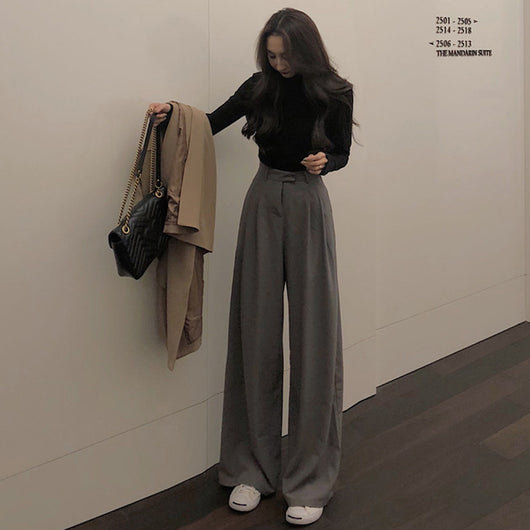 Pantalones de Cintura Alta Estilo Retro Holgados y Rectos - Image 10