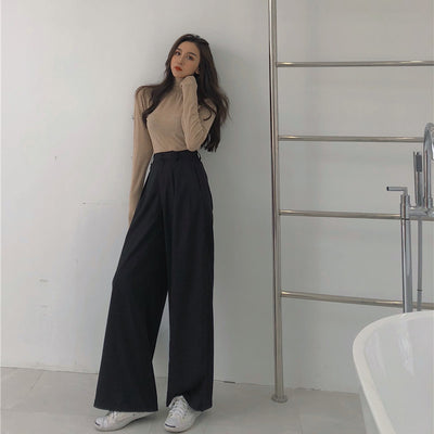 Pantalones de Cintura Alta Estilo Retro Holgados y Rectos - Image 11