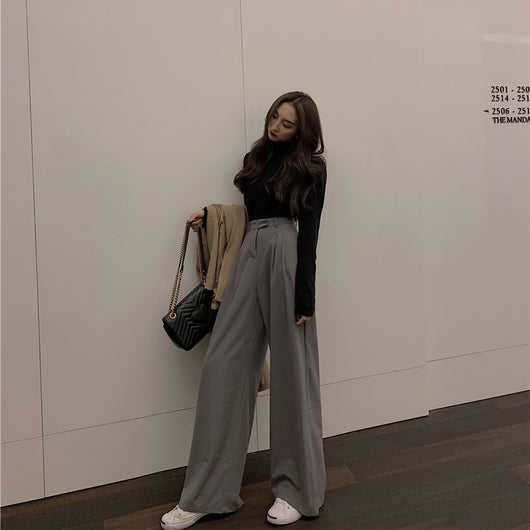 Pantalones de Cintura Alta Estilo Retro Holgados y Rectos - Image 8