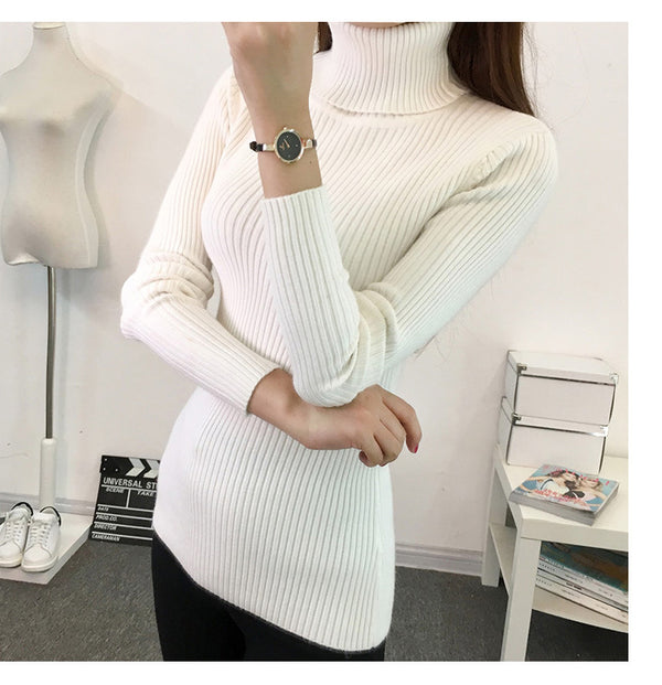 Suéter Cuello Alto Acolchado Cálido para Mujer
