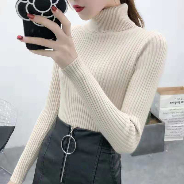Suéter Cuello Alto Acolchado Cálido para Mujer