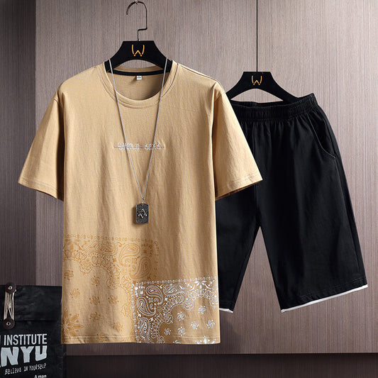 Conjunto Deportivo para Hombre - Camiseta y Shorts de Algodón para Verano