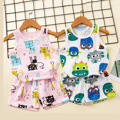 Conjunto Infantil de Algodón con Diseño de Malla - Estilo Coreano - Image 3