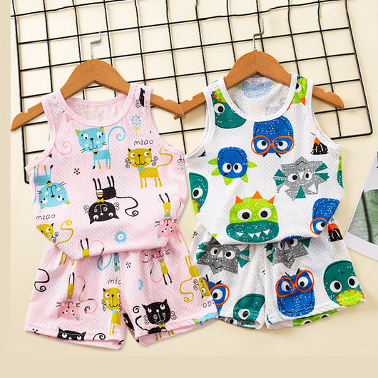 Conjunto Infantil de Algodón con Diseño de Malla - Estilo Coreano - Image 3