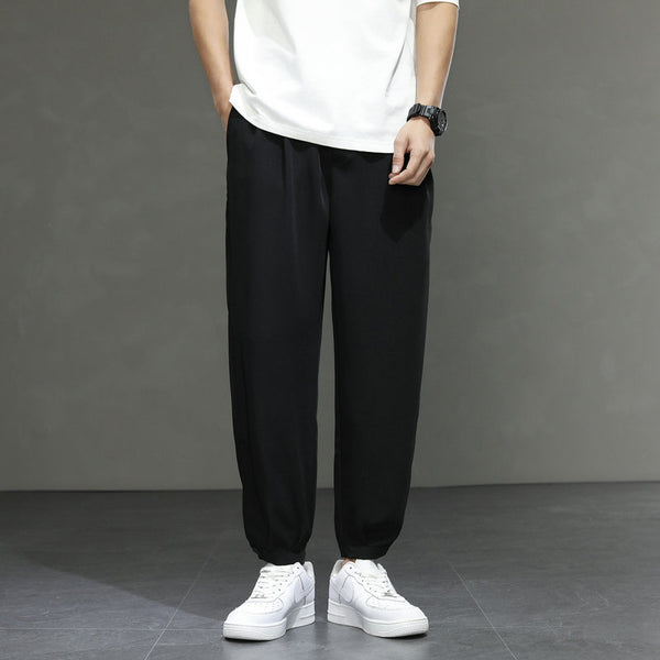Pantalones Sueltos Tipo Capri de Seda de Hielo para Hombre - Diseño Minimalista