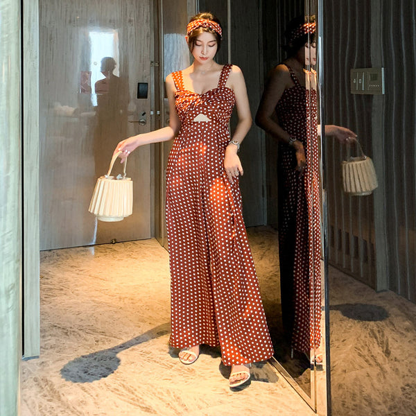Jumpsuit de Pierna Ancha Cintura Alta para Mujer - Estilo Vacacional