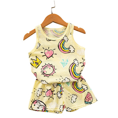 Conjunto Infantil de Algodón con Diseño de Malla - Estilo Coreano