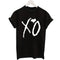 Camiseta Negra Estampado XO para Mujer - Cuello Redondo