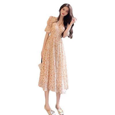 Falda Larga Estilo Francés con Mangas Abullonadas Floral - Image 4