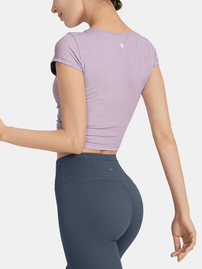 Playera Deportiva Mujer Cuello V Ajustada para Yoga y Entrenamiento - Image 9