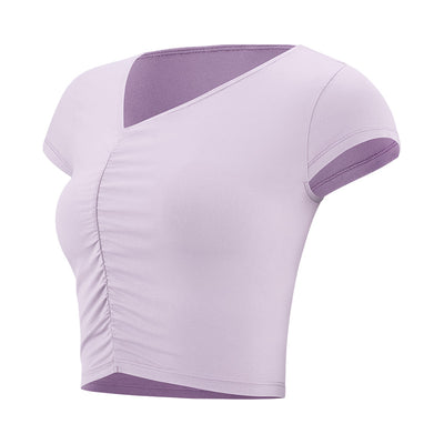 Playera Deportiva Mujer Cuello V Ajustada para Yoga y Entrenamiento - Image 3