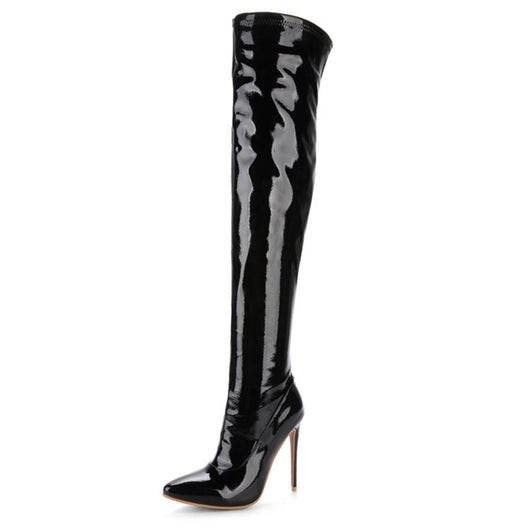Botas Over the Knee de Cuero Charol con Tacón Alto para Mujer - Image 2