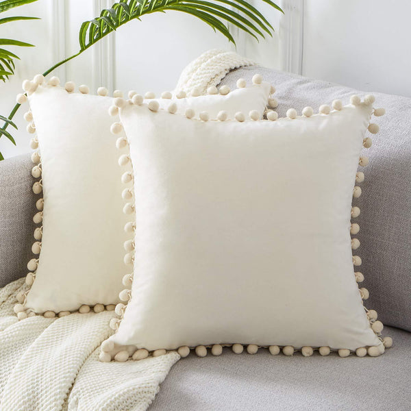 Funda de Almohada Terciopelo con Encaje Bola