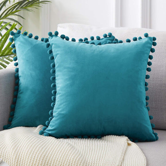 Funda de Almohada Terciopelo con Encaje Bola