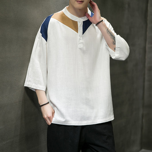 Camiseta Colorblock de Algodón y Lino - Image 9