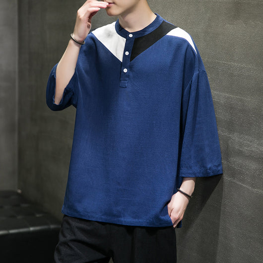 Camiseta Colorblock de Algodón y Lino - Image 6