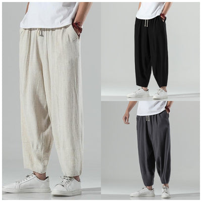Pantalones Rectos de Algodón y Lino Holgados - Image 8