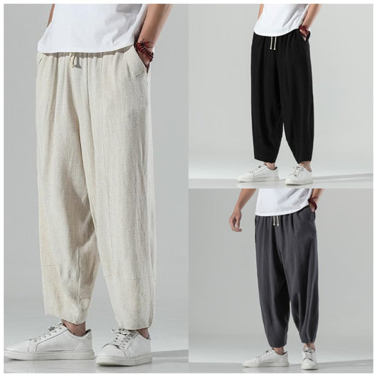 Pantalones Rectos de Algodón y Lino Holgados - Image 8