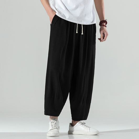 Pantalones Rectos de Algodón y Lino Holgados - Image 13