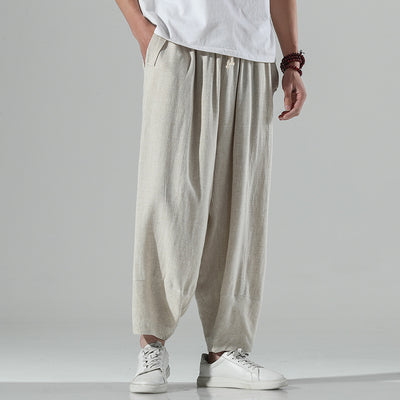 Pantalones Rectos de Algodón y Lino Holgados - Image 11