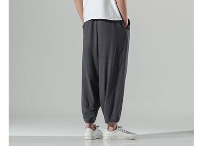 Pantalones Rectos de Algodón y Lino Holgados - Image 14