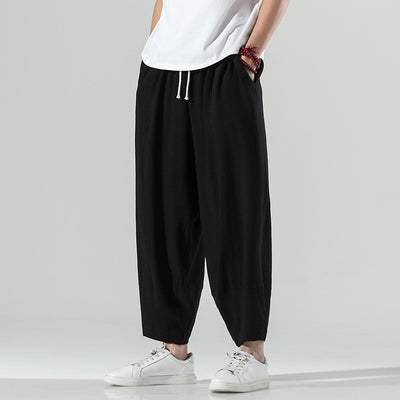Pantalones Rectos de Algodón y Lino Holgados - Image 3