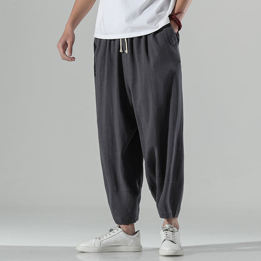 Pantalones Rectos de Algodón y Lino Holgados - Image 4
