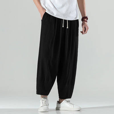 Pantalones Rectos de Algodón y Lino Holgados - Image 5