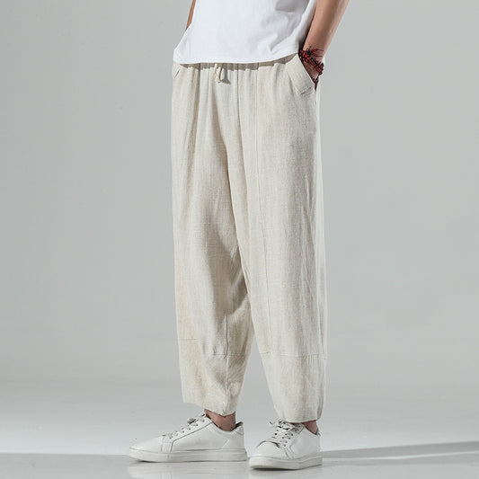 Pantalones Rectos de Algodón y Lino Holgados - Image 2