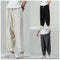 Pantalones Rectos de Algodón y Lino Holgados