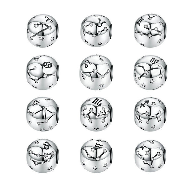 Pulsera DIY con Cuentas de Plata Esterlina de los Doce Signos del Zodiaco